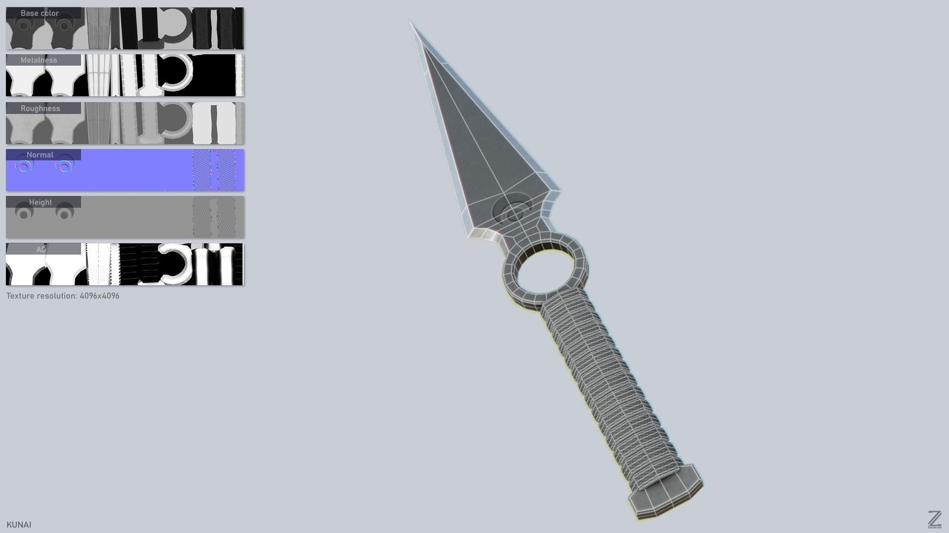 Kunai Low-poly 3D model_2
