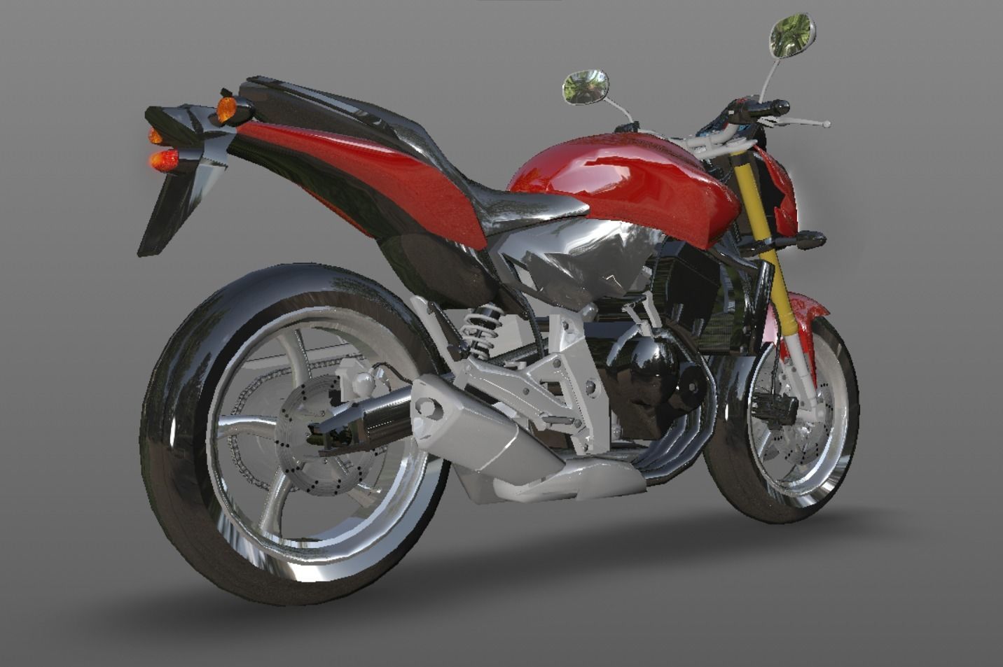 Honda Horrnet 3d Bike Model Game Ready Asset Low-poly 3D model_10