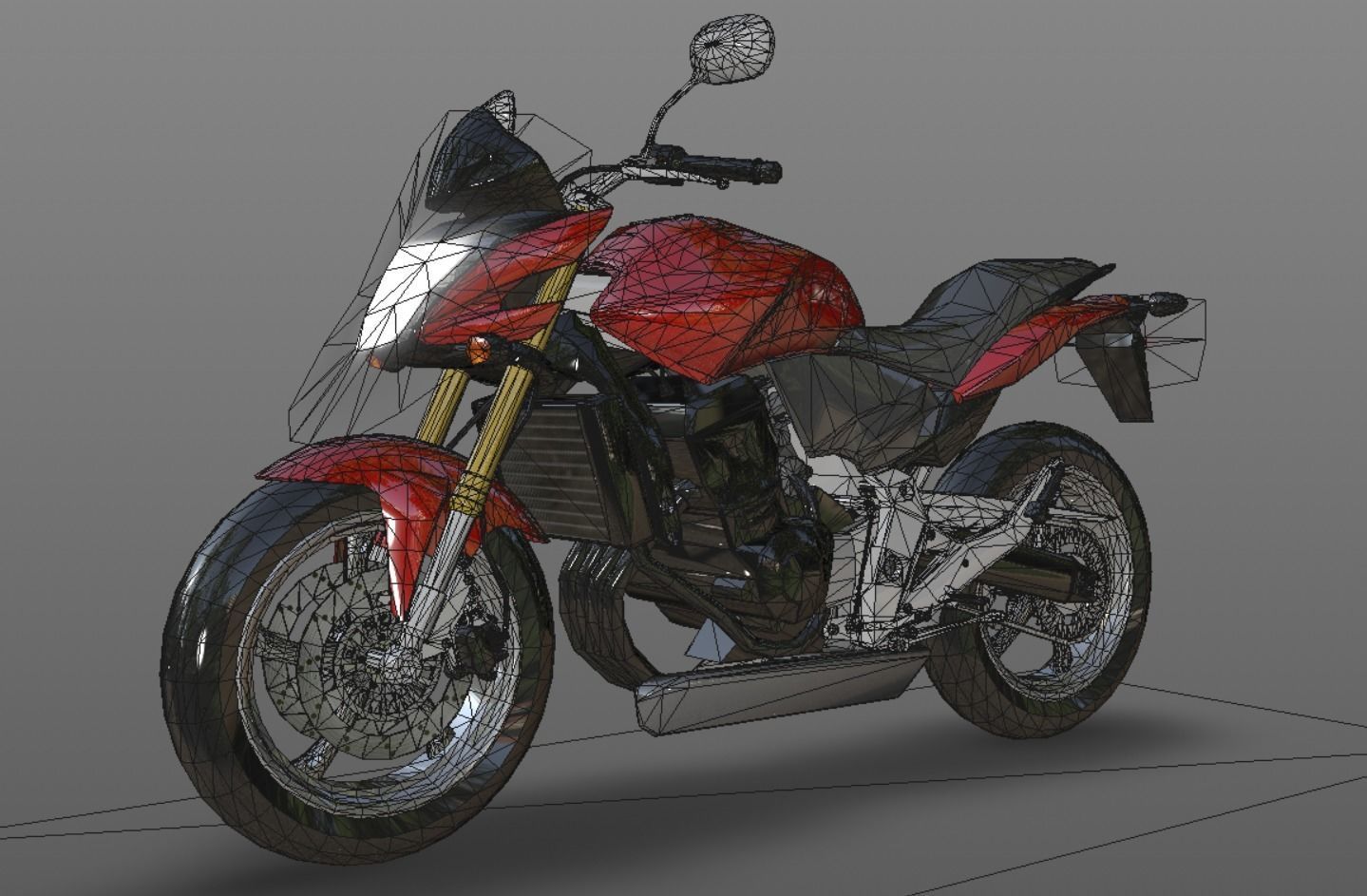 Honda Horrnet 3d Bike Model Game Ready Asset Low-poly 3D model_16