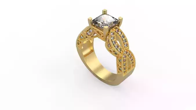 Woman Solitaire Ring 1110 3D print model