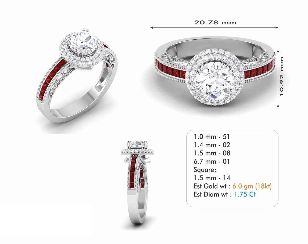Woman Solitaire Ring 1104 3D print model_5