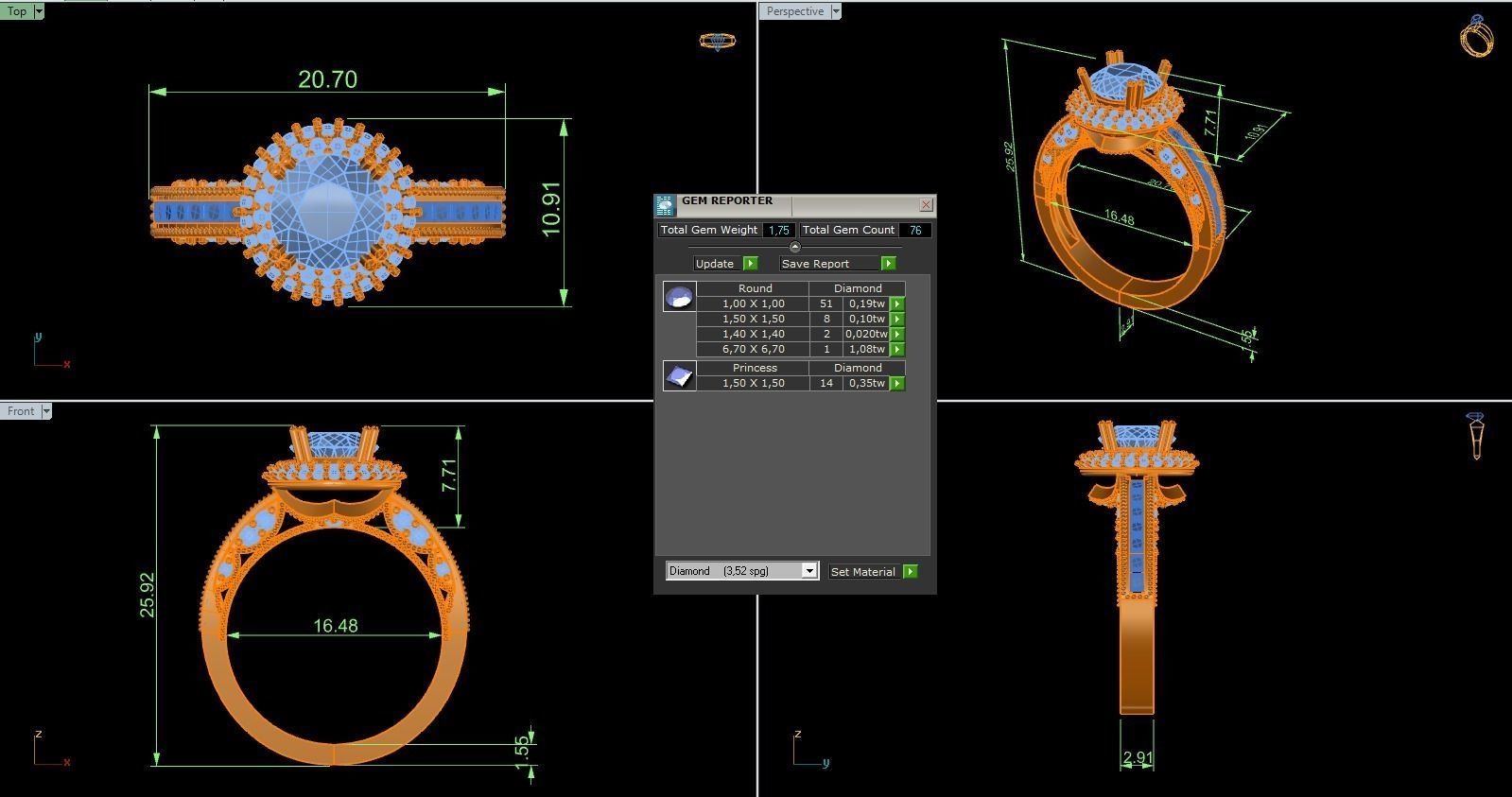 Woman Solitaire Ring 1104 3D print model_8