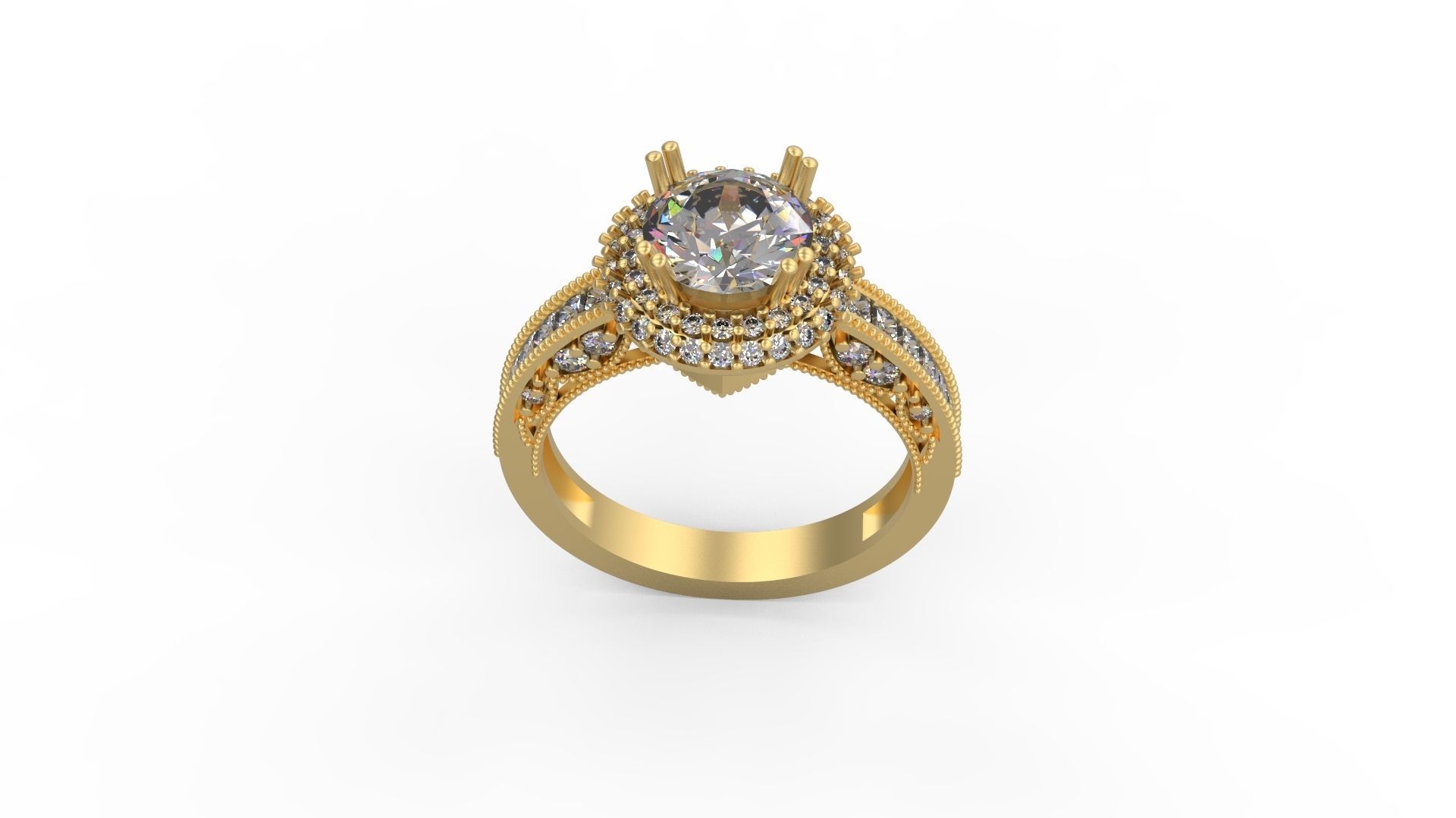 Woman Solitaire Ring 1104 3D print model_3