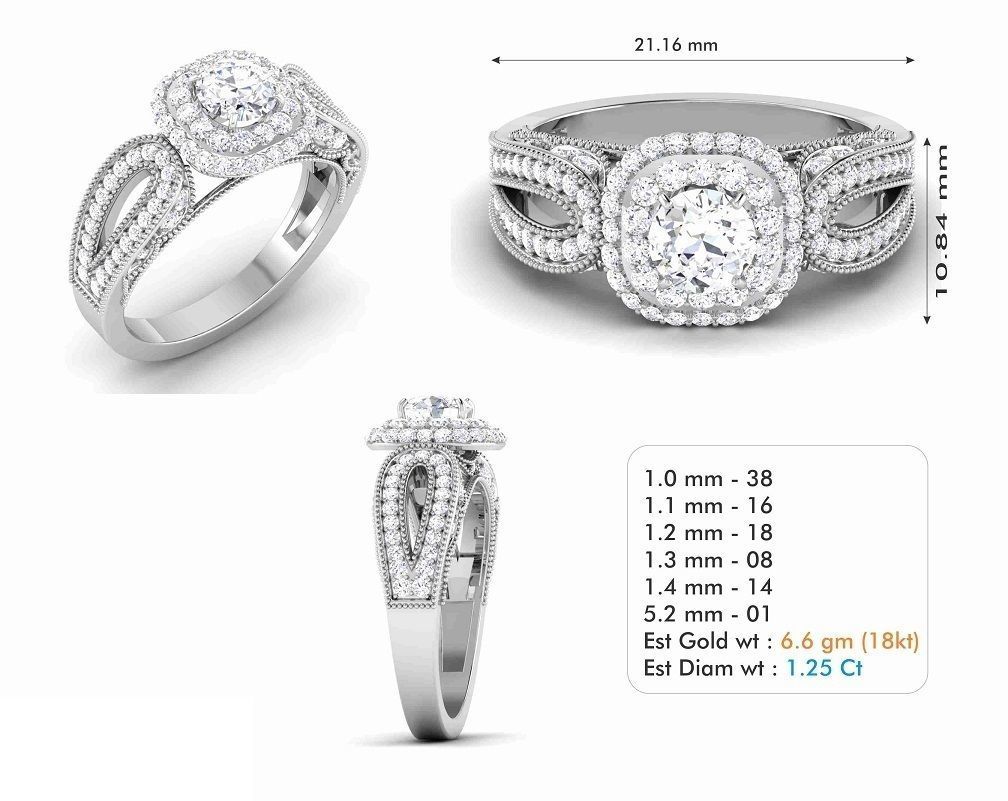 Woman Solitaire Ring 1102 3D print model_5