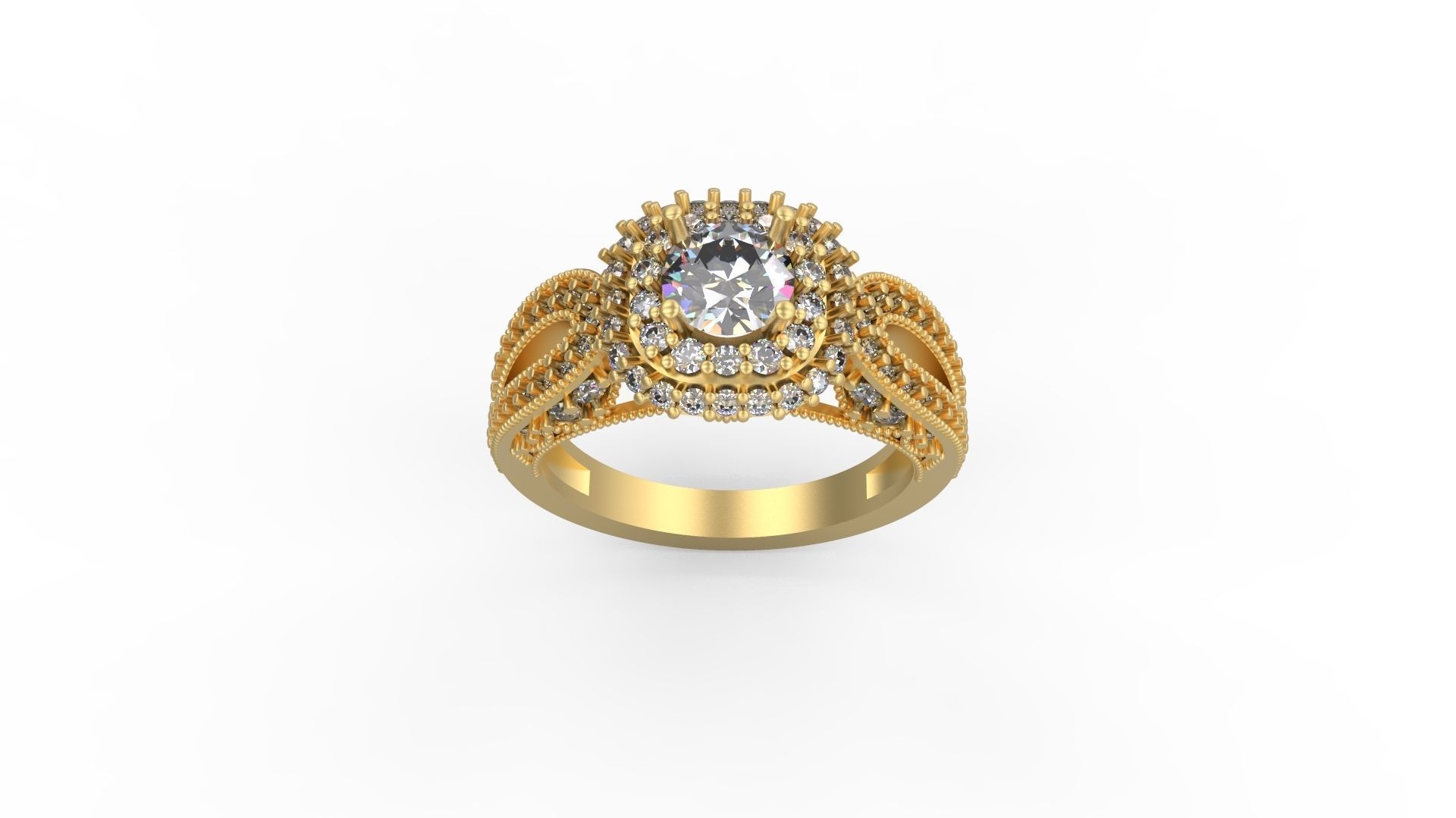 Woman Solitaire Ring 1102 3D print model_3