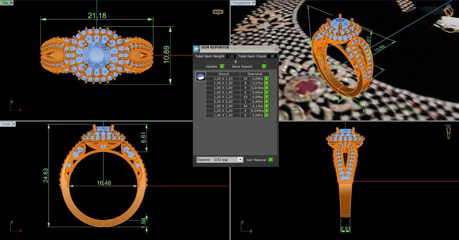 Woman Solitaire Ring 1102 3D print model_9
