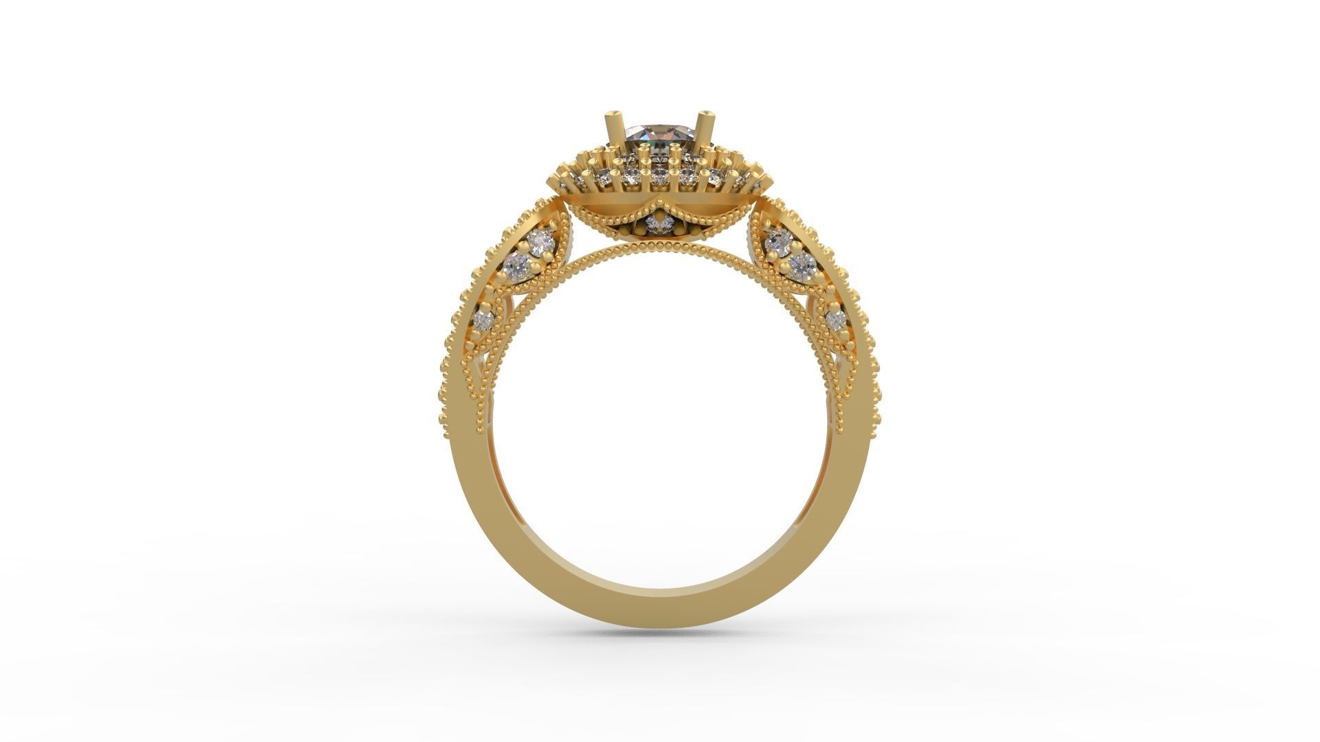 Woman Solitaire Ring 1102 3D print model_1
