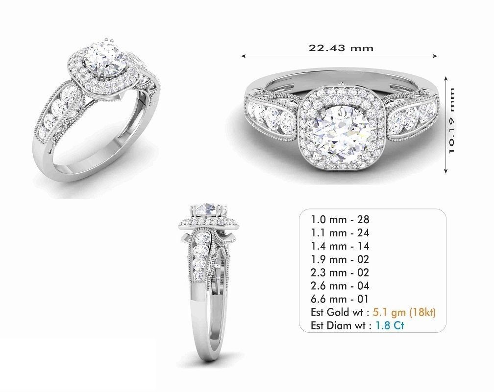 Woman Solitaire Ring 1100 3D print model_5