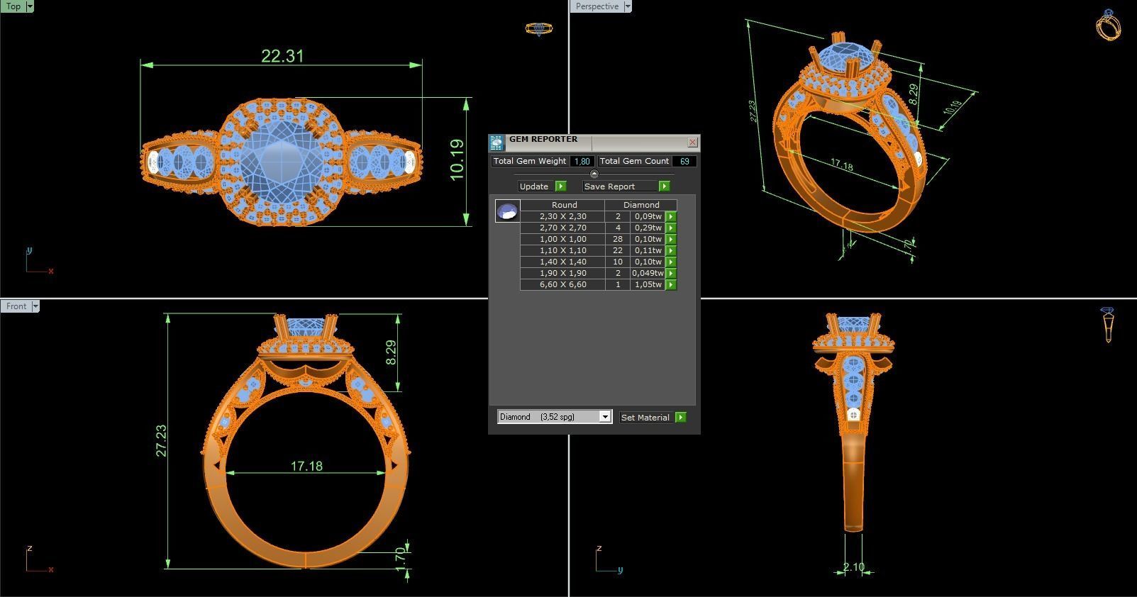 Woman Solitaire Ring 1100 3D print model_8