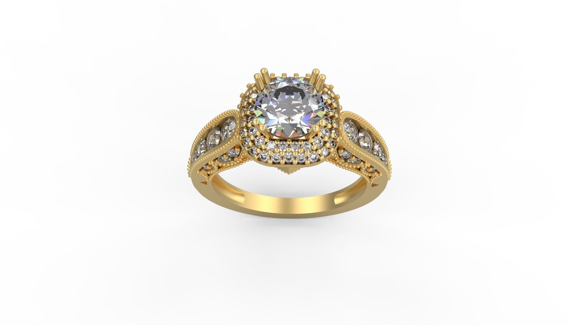 Woman Solitaire Ring 1100 3D print model_3