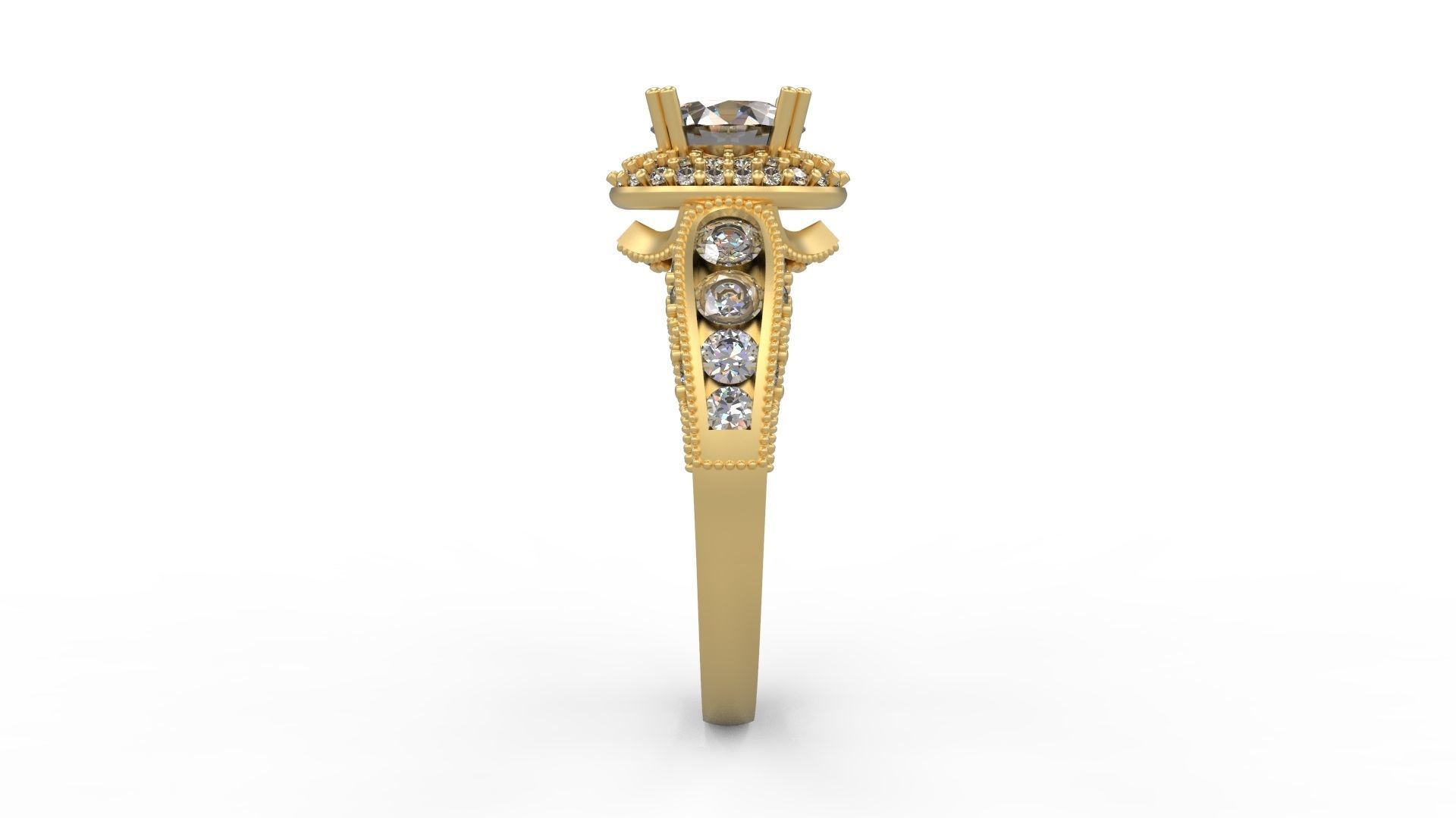 Woman Solitaire Ring 1100 3D print model_2