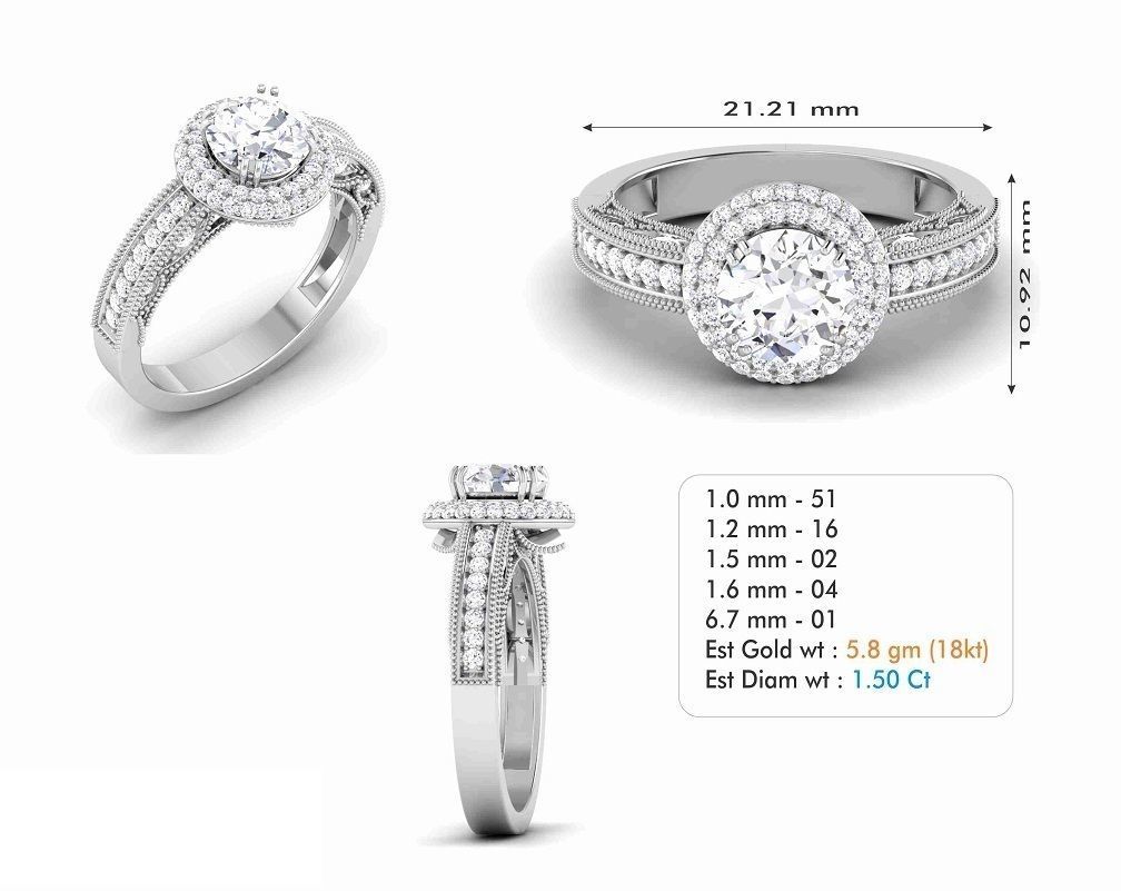 Woman Solitaire Ring 1099 3D print model_5
