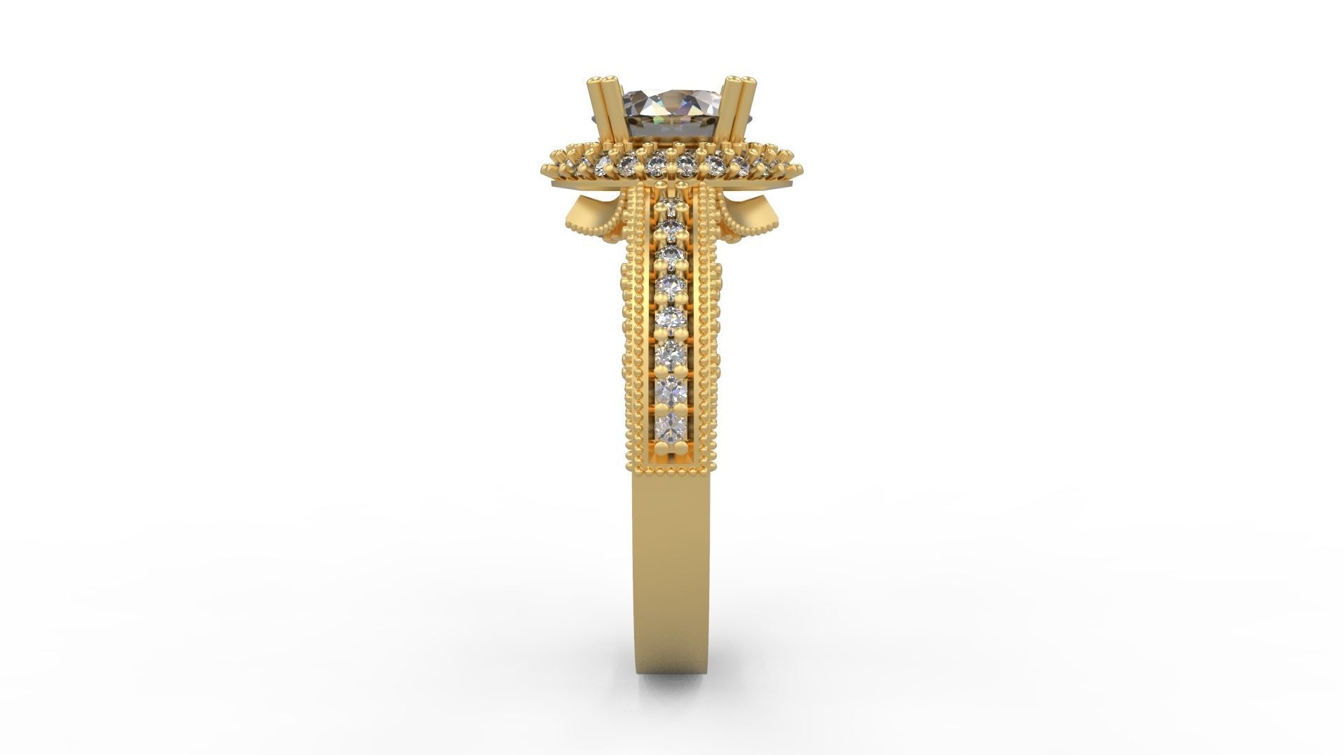 Woman Solitaire Ring 1099 3D print model_2
