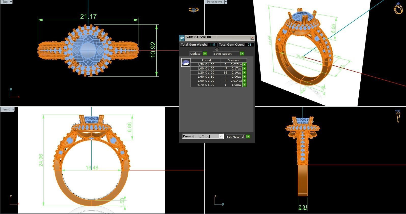 Woman Solitaire Ring 1099 3D print model_8