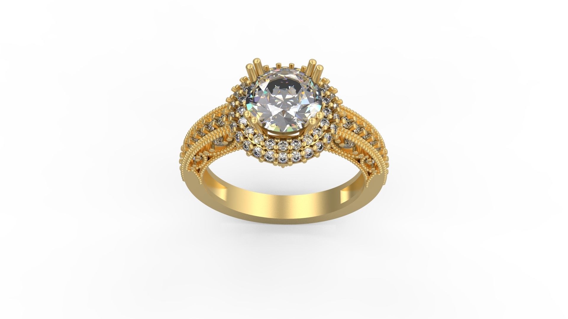 Woman Solitaire Ring 1099 3D print model_3