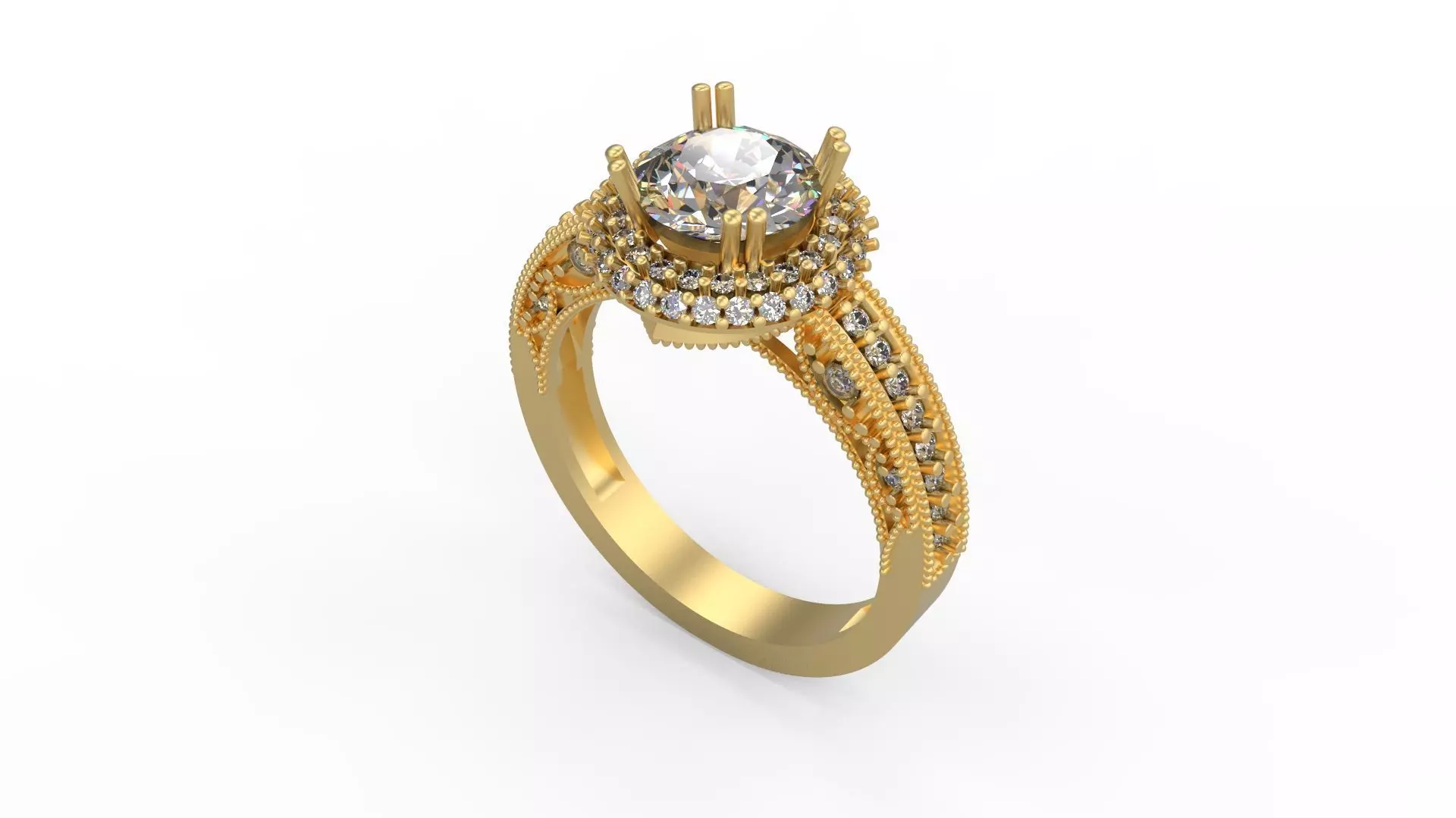 Woman Solitaire Ring 1099 3D print model_0