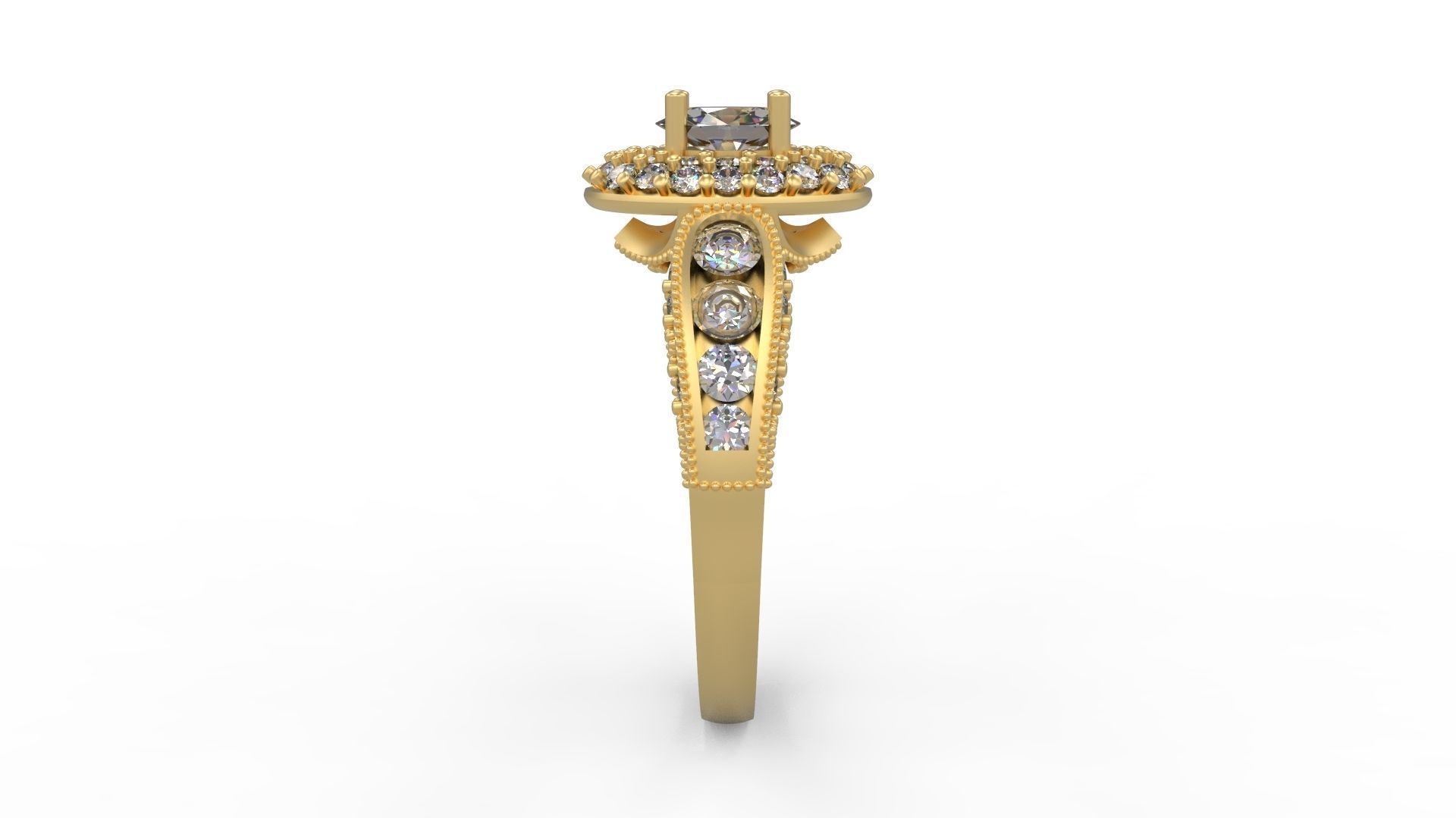 Woman Solitaire Ring 1098 3D print model_2