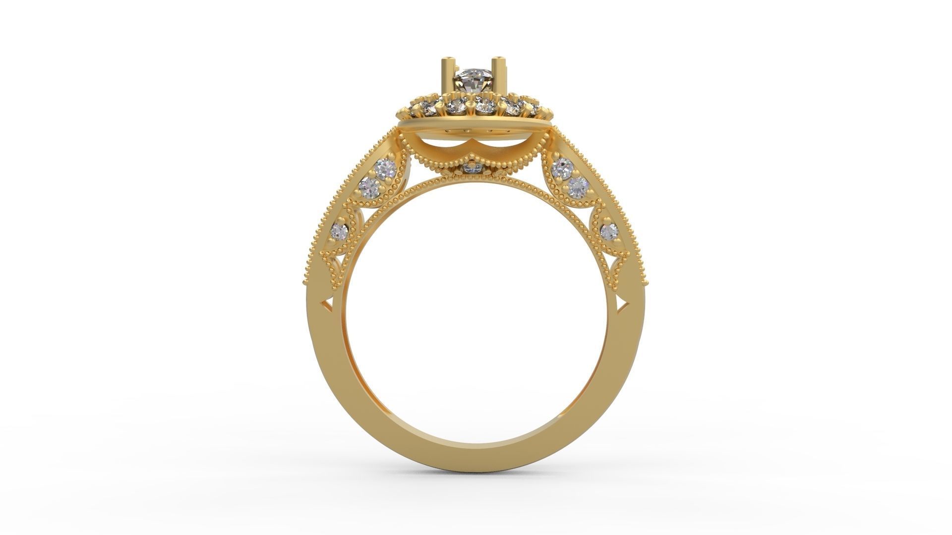 Woman Solitaire Ring 1098 3D print model_1