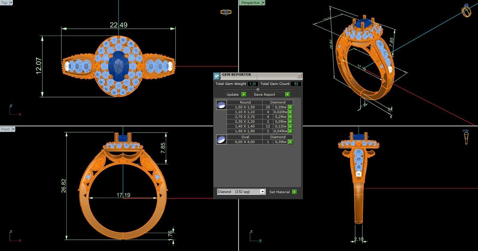 Woman Solitaire Ring 1098 3D print model_9