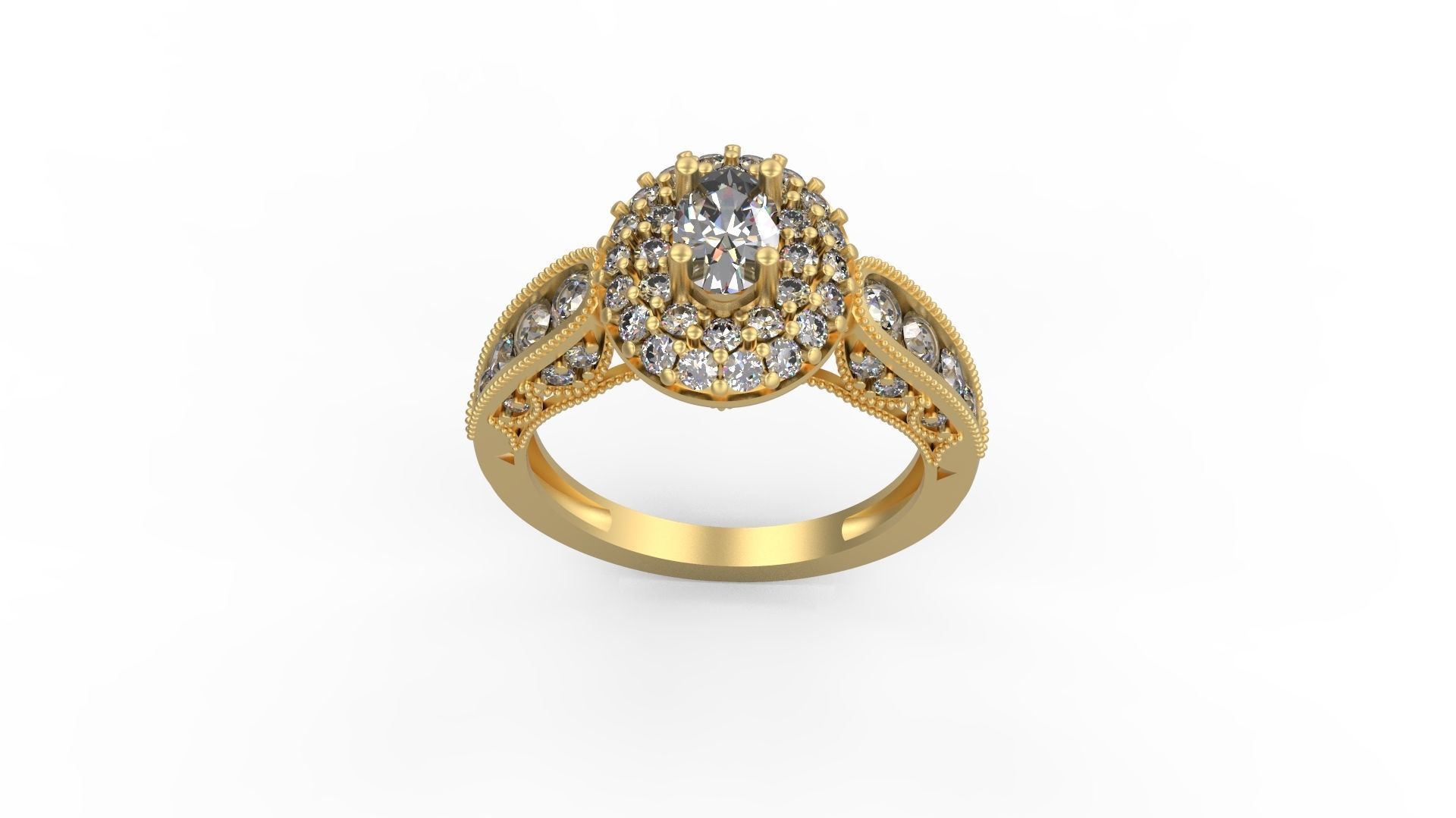 Woman Solitaire Ring 1098 3D print model_3