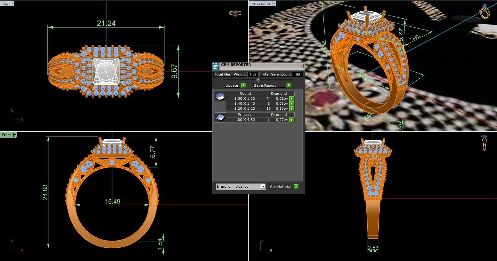 Woman Solitaire Ring 1097 3D print model_9