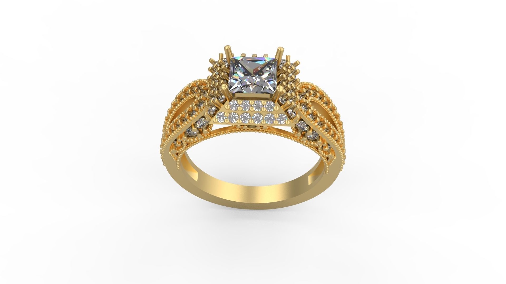 Woman Solitaire Ring 1097 3D print model_3