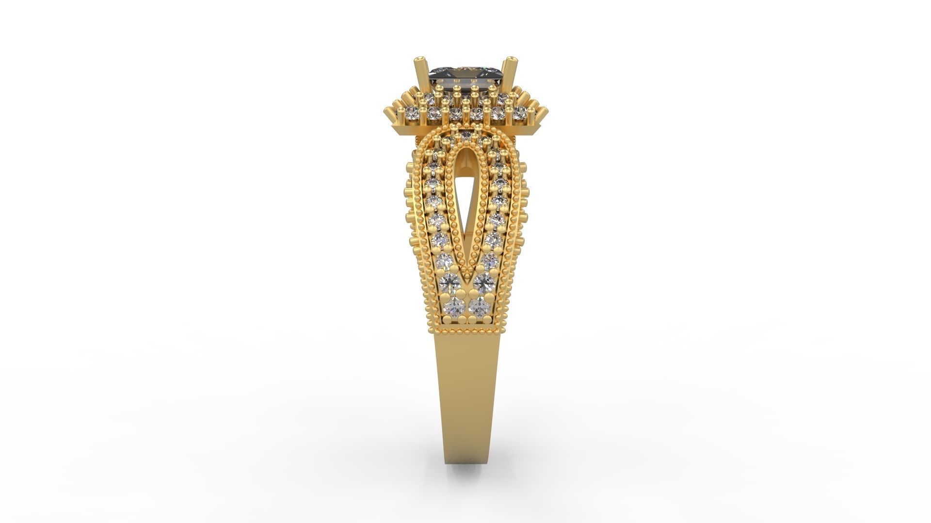 Woman Solitaire Ring 1097 3D print model_2