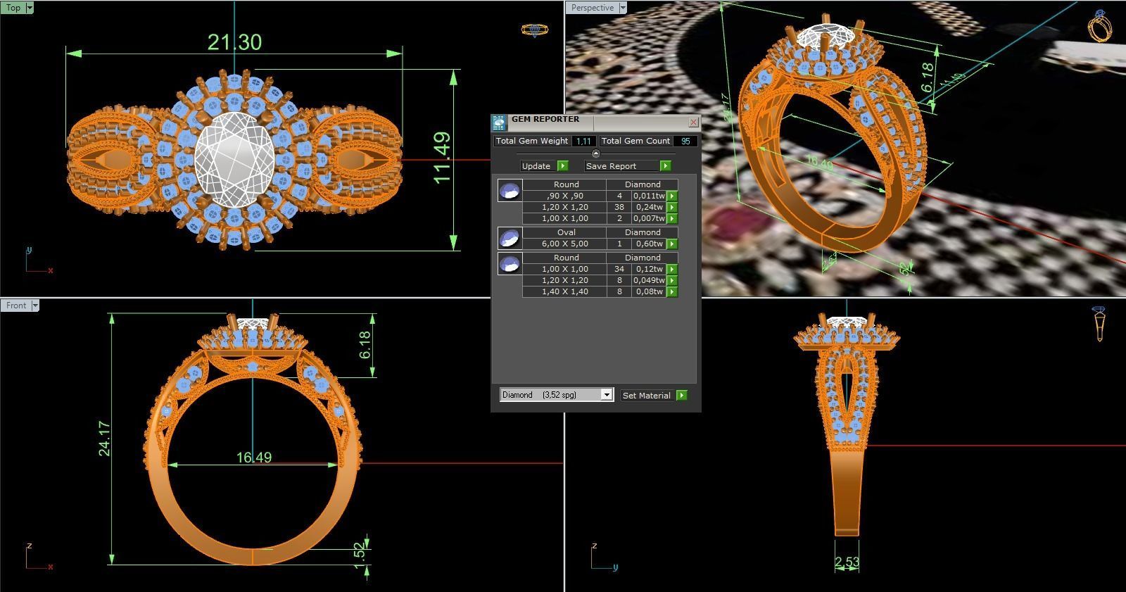Woman Solitaire Ring 1096 3D print model_9