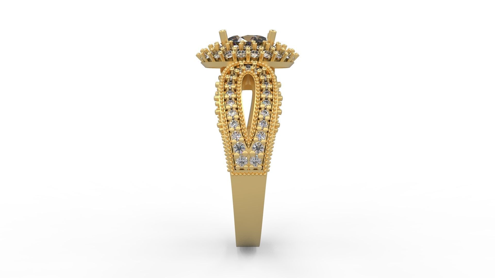 Woman Solitaire Ring 1096 3D print model_2