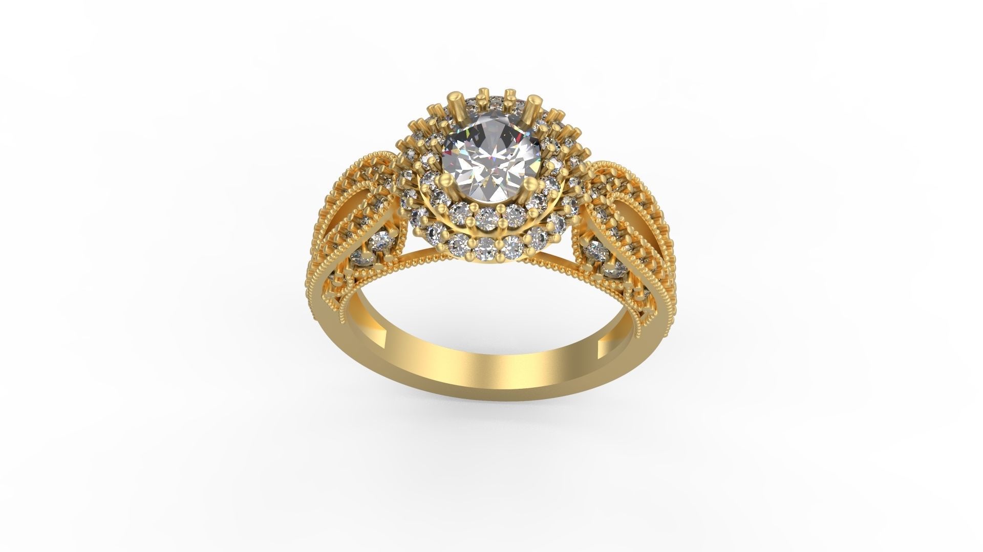 Woman Solitaire Ring 1096 3D print model_3