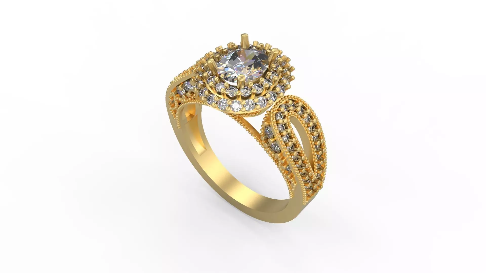 Woman Solitaire Ring 1096 3D print model_0