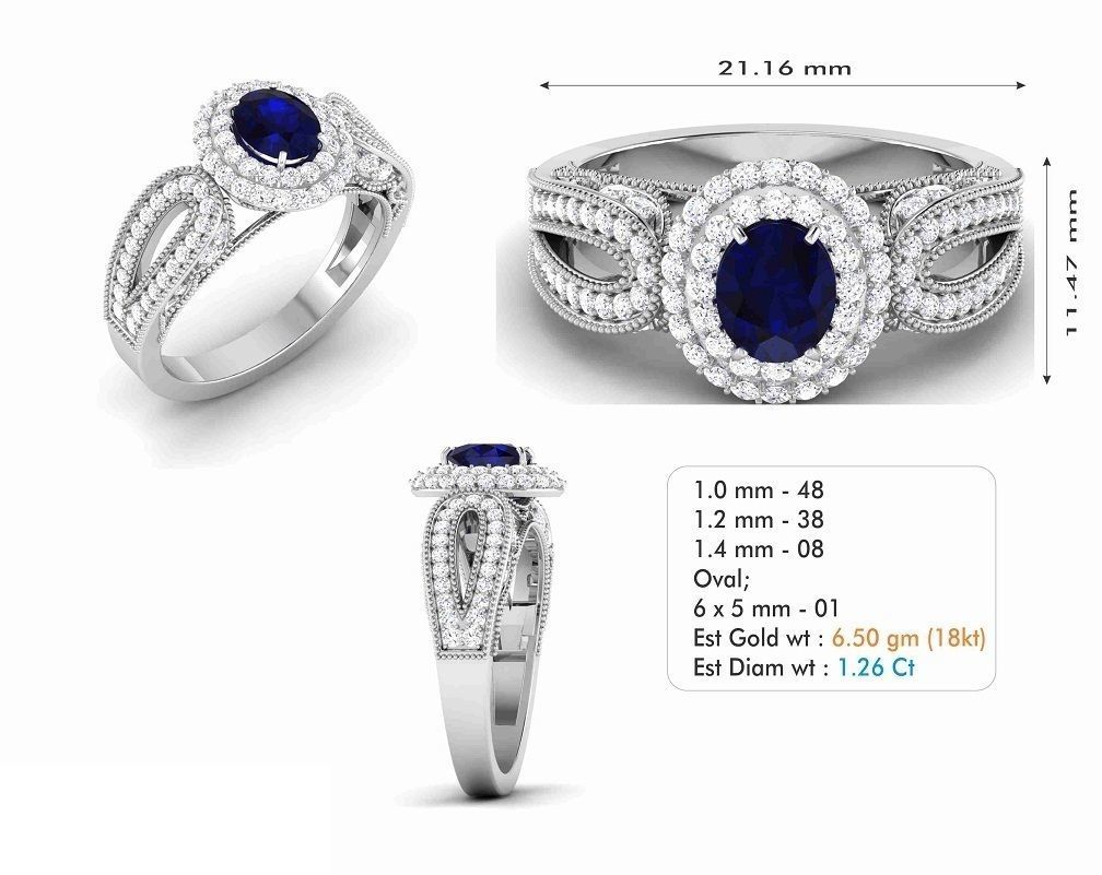 Woman Solitaire Ring 1096 3D print model_5