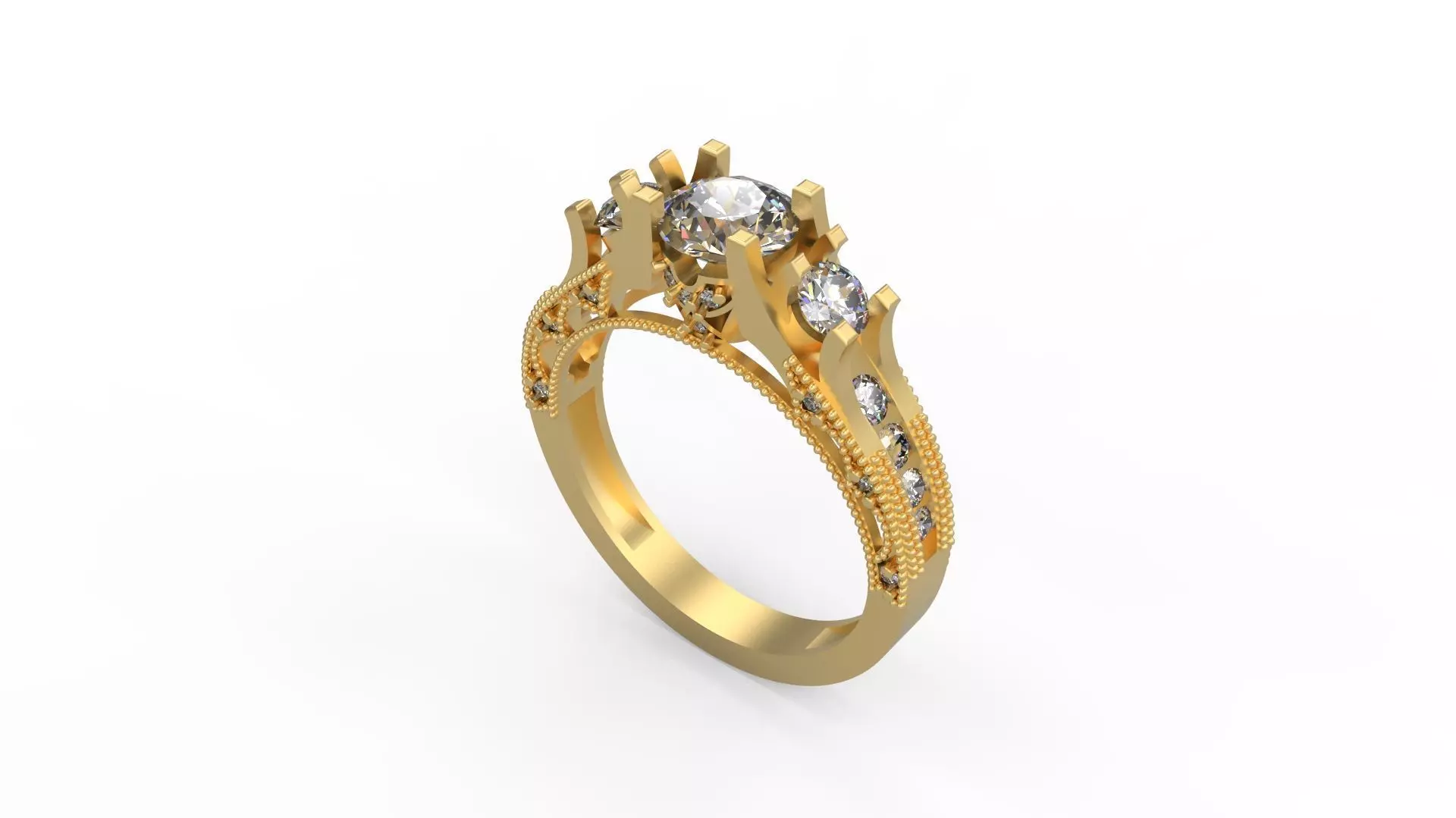 Woman Solitaire Ring 1095 3D print model_0