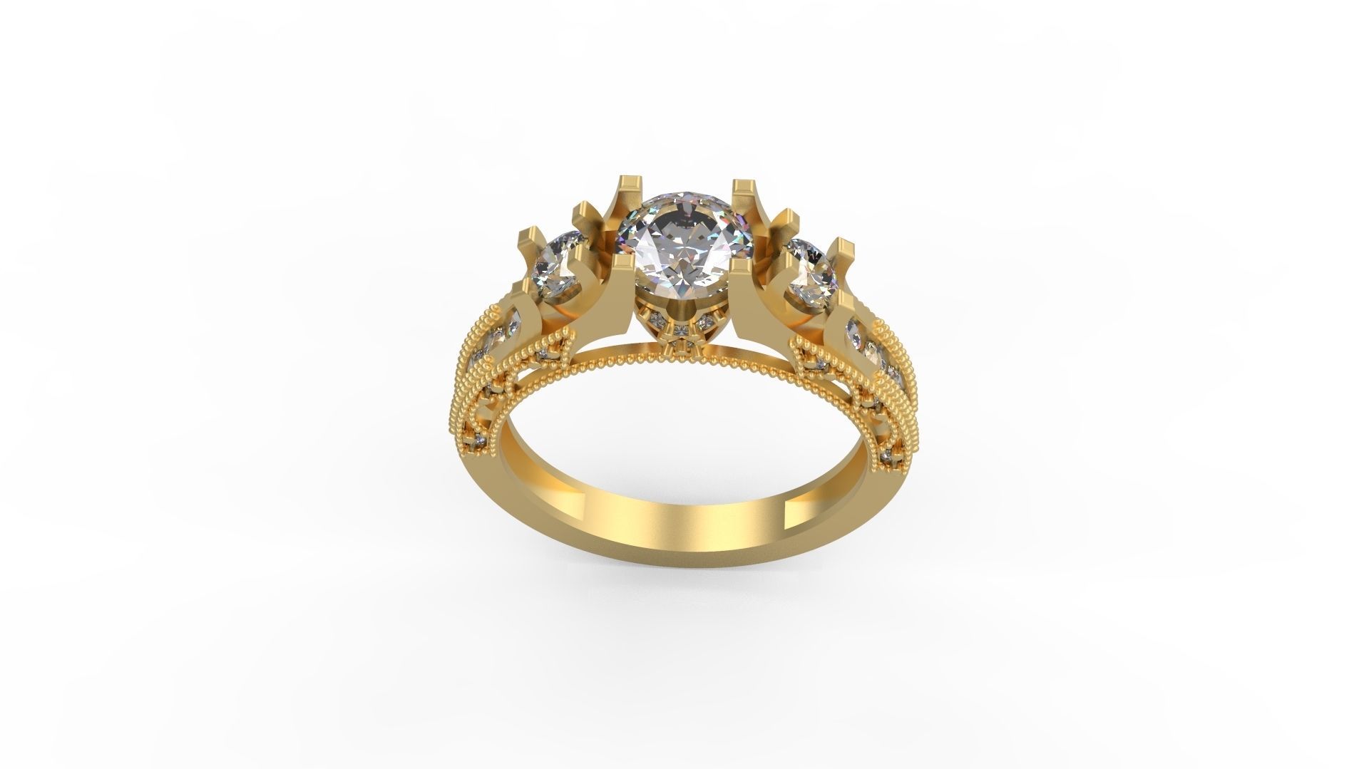 Woman Solitaire Ring 1095 3D print model_3