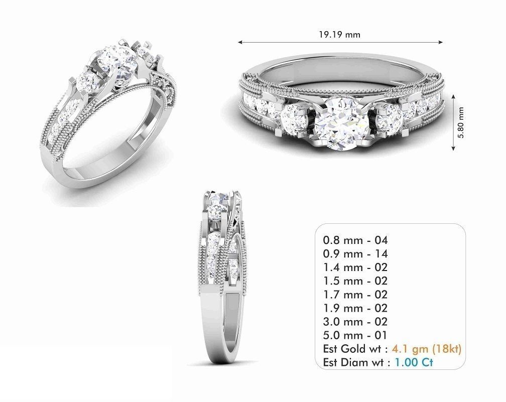 Woman Solitaire Ring 1095 3D print model_5