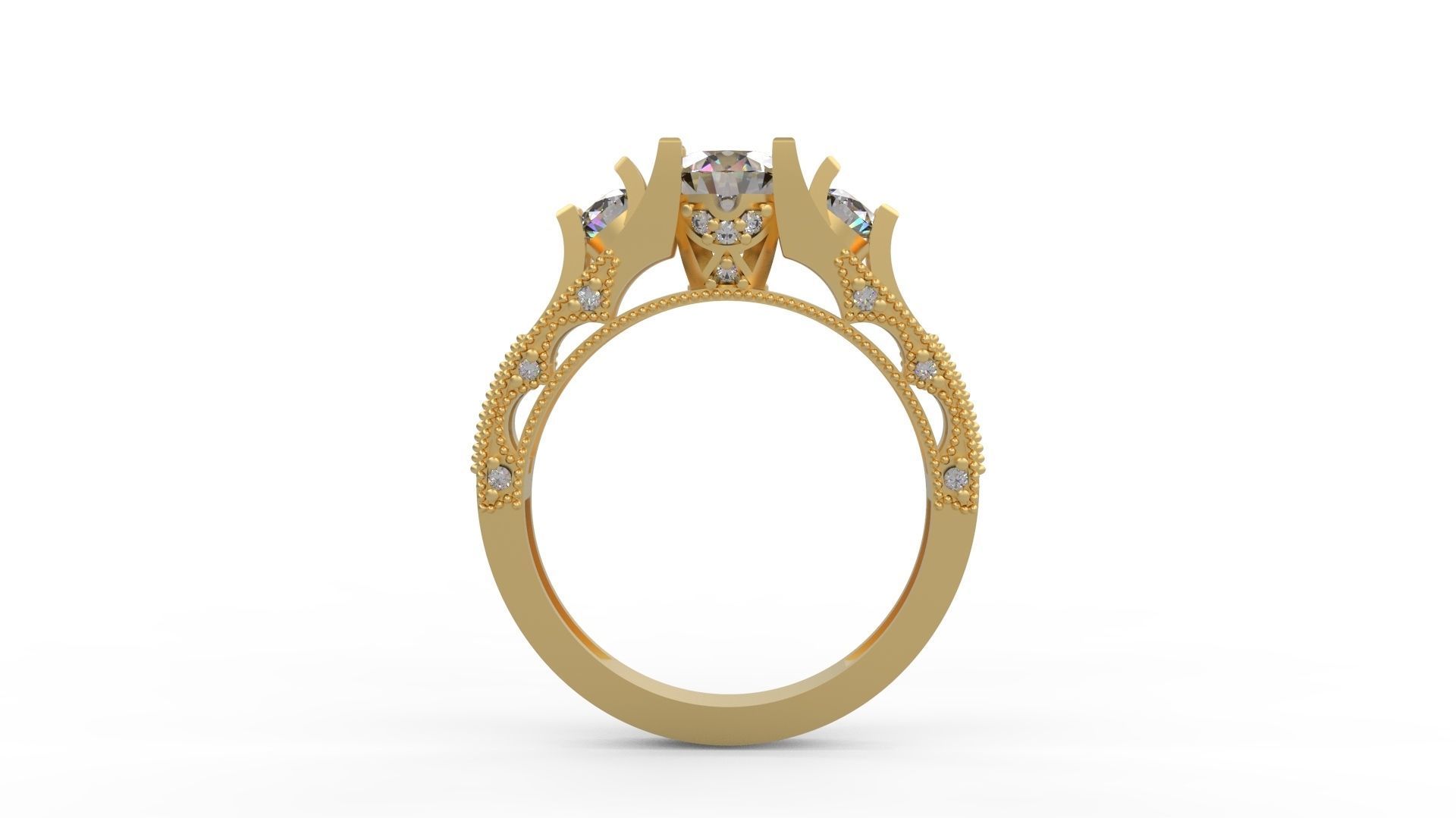 Woman Solitaire Ring 1095 3D print model_1