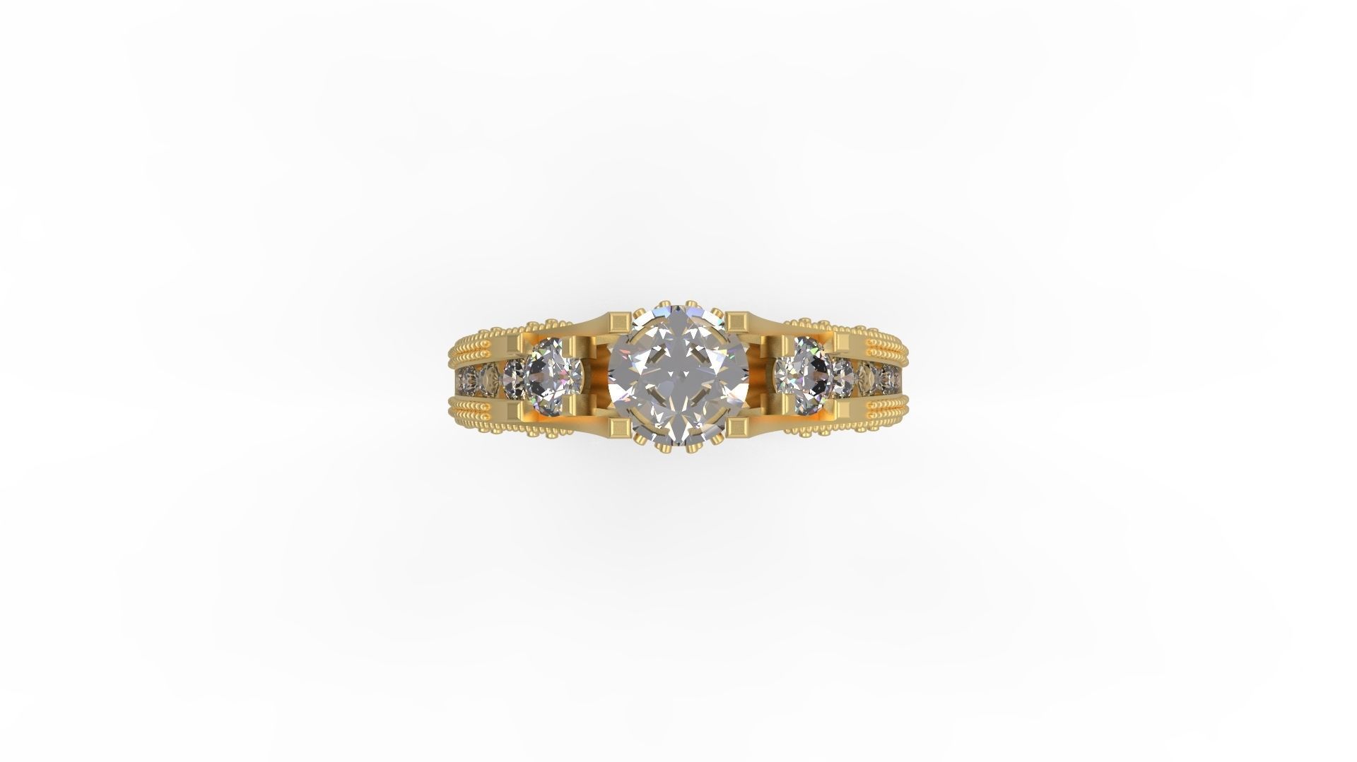 Woman Solitaire Ring 1095 3D print model_4