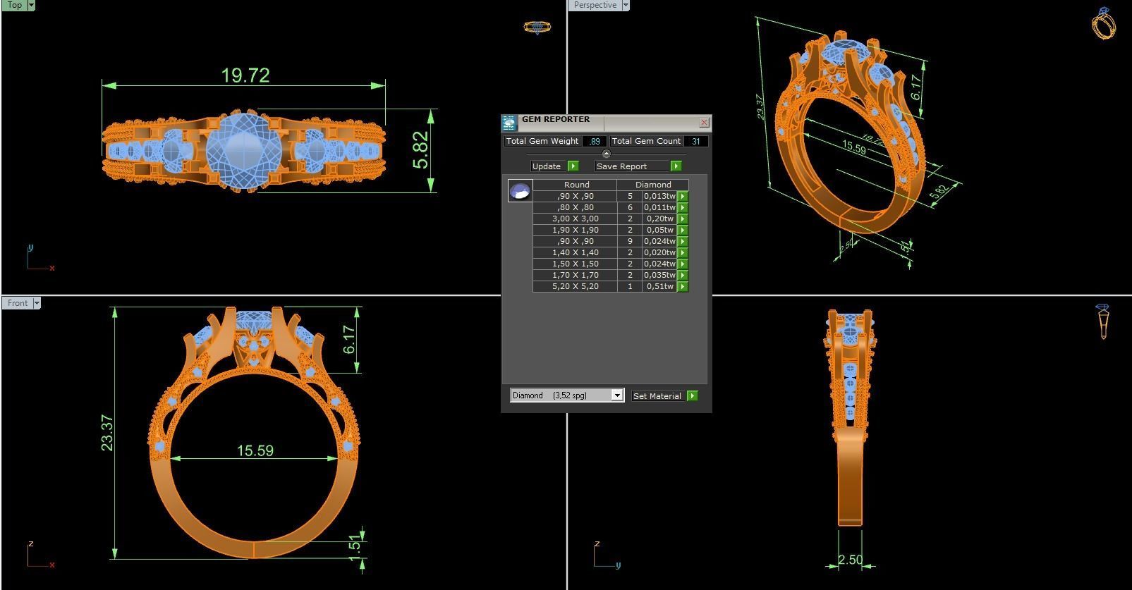 Woman Solitaire Ring 1095 3D print model_8