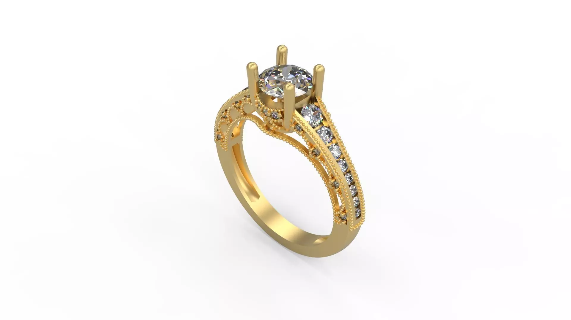 Woman Solitaire Ring 1129 3D print model
