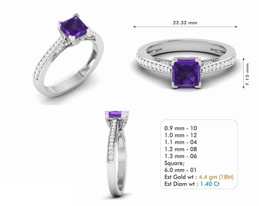 Woman Solitaire Ring 1125 3D print model_5