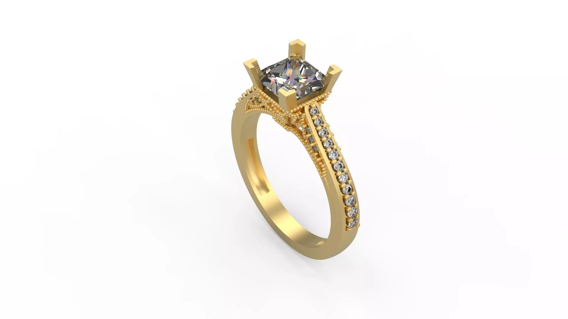 Woman Solitaire Ring 1125 3D print model_0