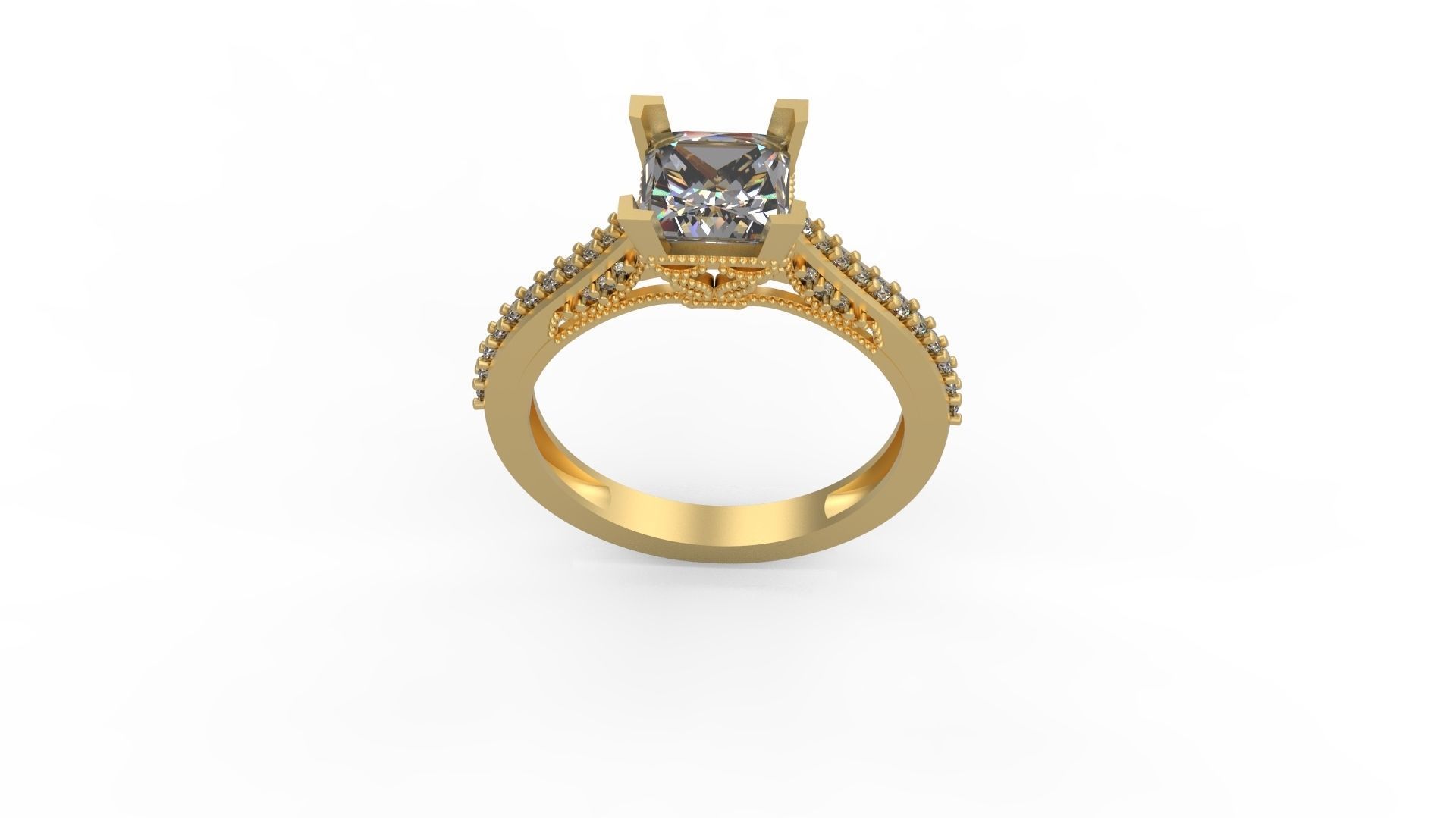Woman Solitaire Ring 1125 3D print model_3