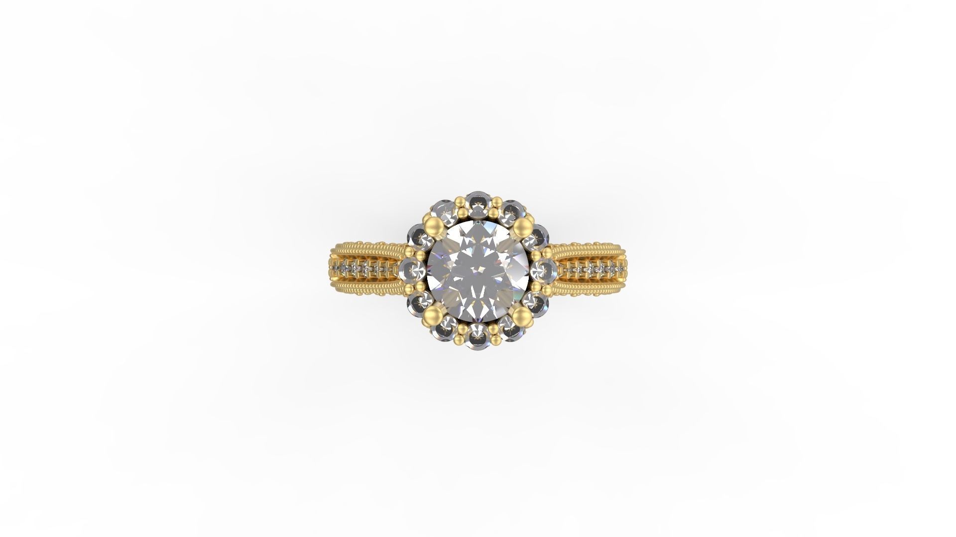 Woman Solitaire Ring 1124 3D print model_4