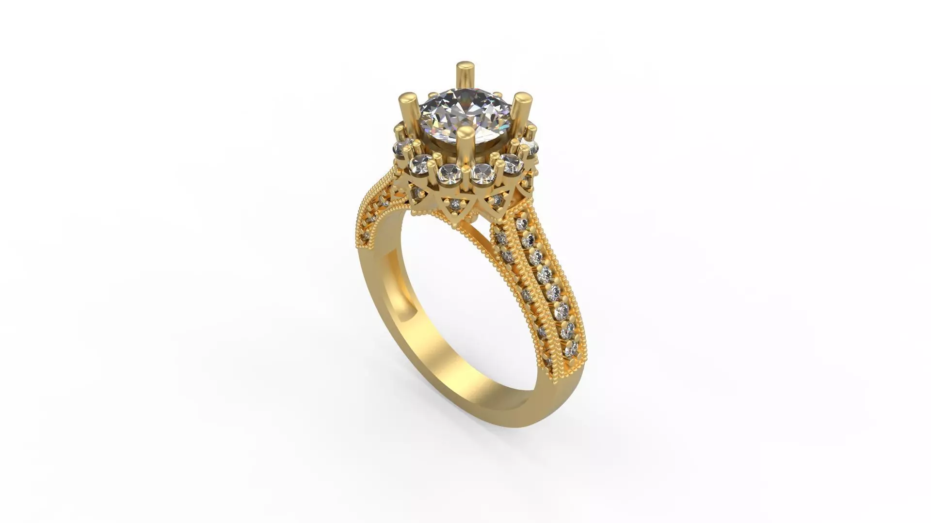 Woman Solitaire Ring 1124 3D print model_0