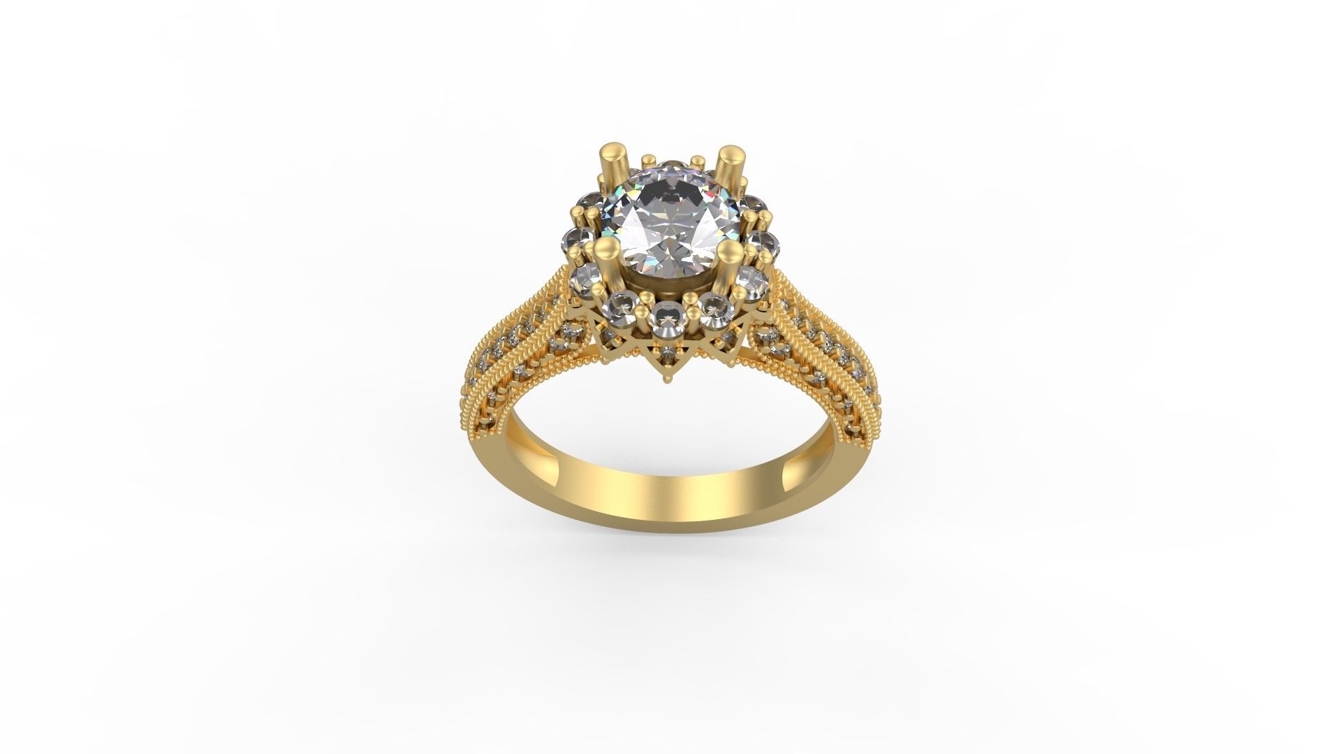 Woman Solitaire Ring 1124 3D print model_3