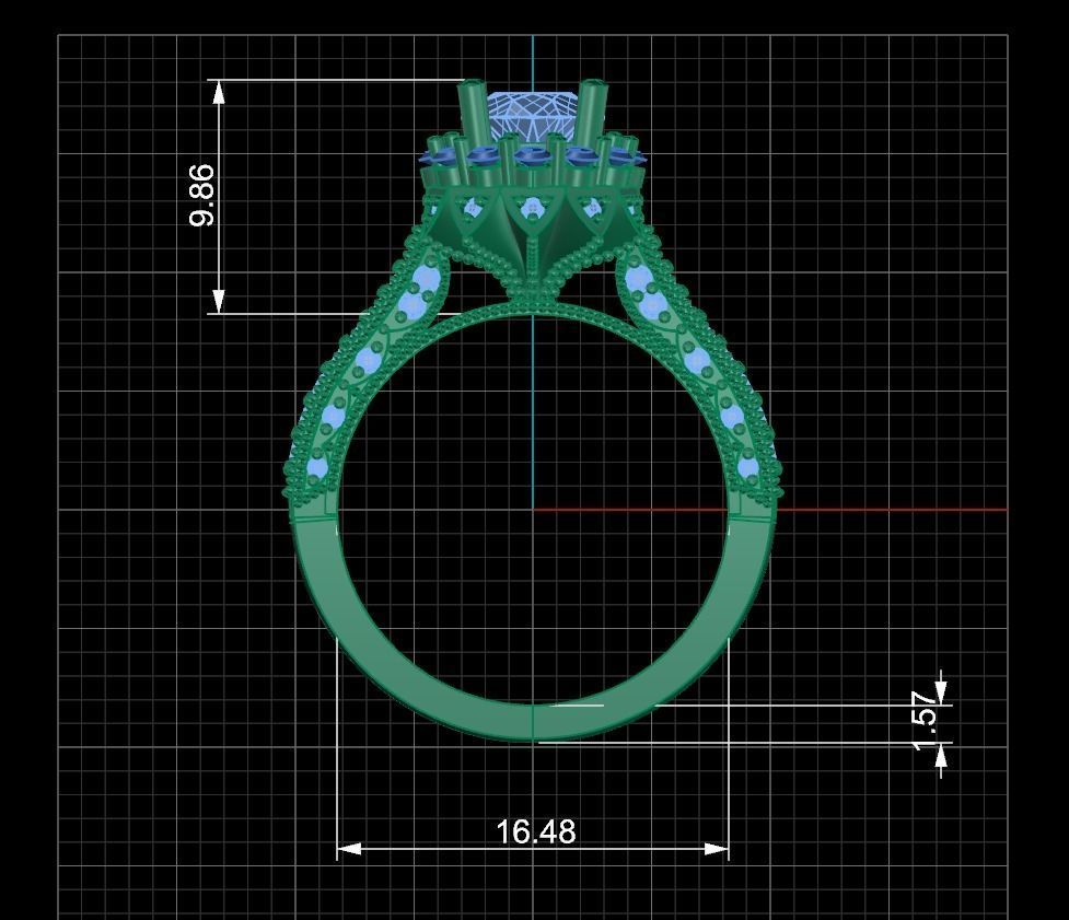 Woman Solitaire Ring 1124 3D print model_6