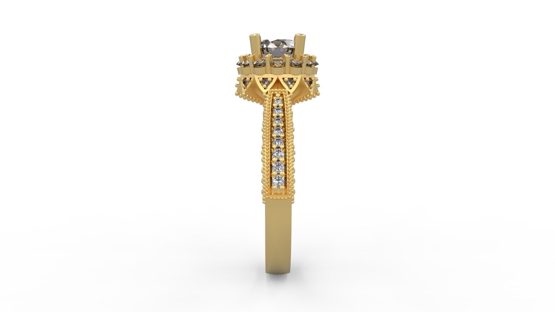 Woman Solitaire Ring 1124 3D print model_2