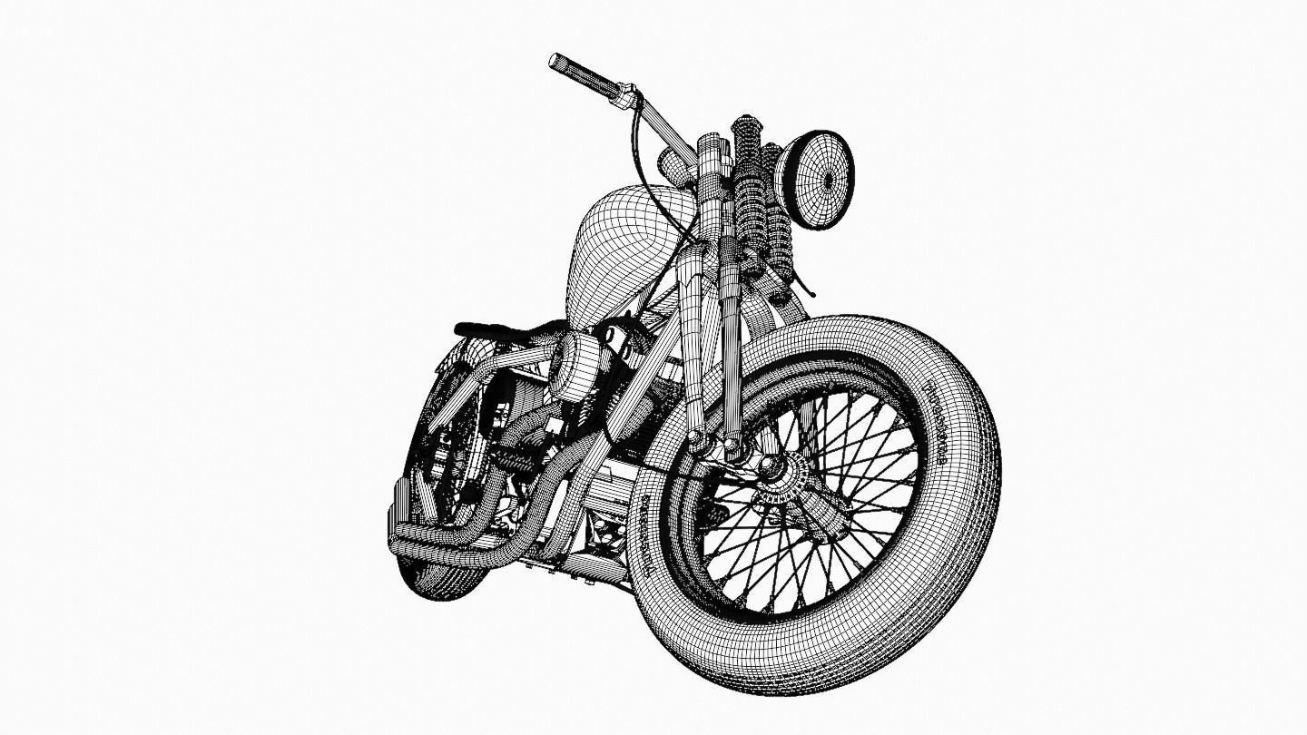HD bobber motorcyle 3D model 3D model_8