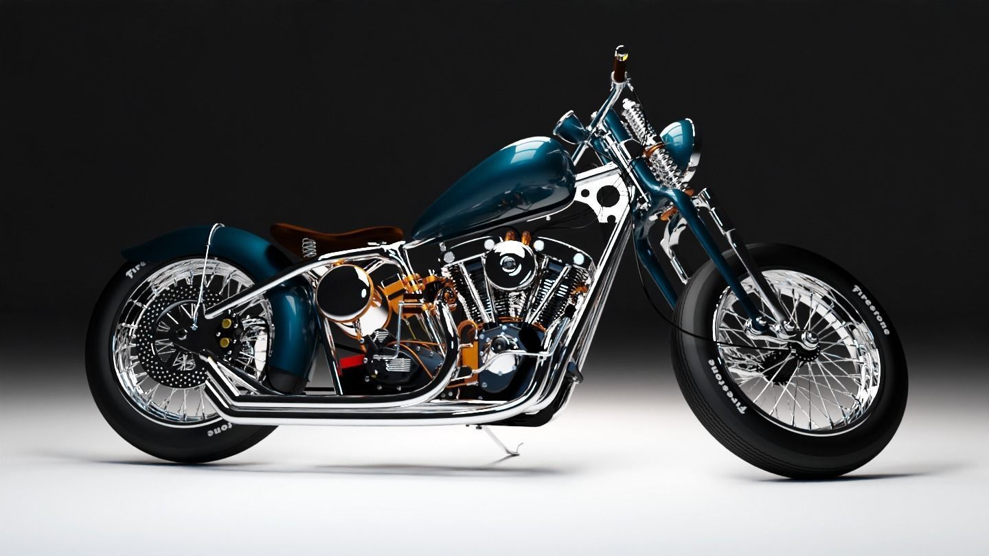 HD bobber motorcyle 3D model 3D model_3