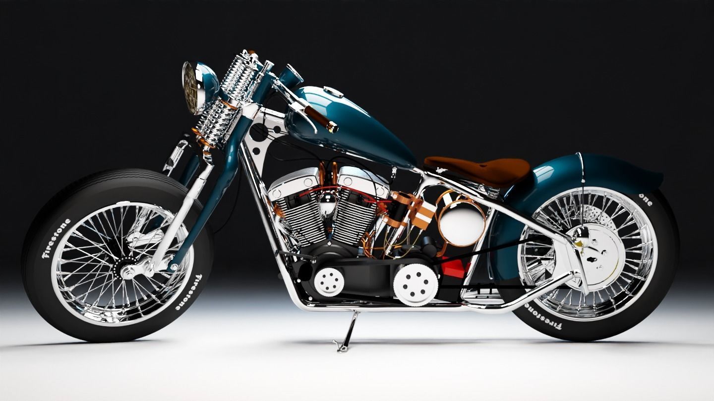 HD bobber motorcyle 3D model 3D model_1